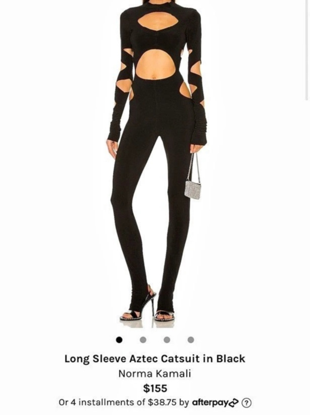 Norma Kamali Revolve Long Sleeve Aste Cutout Jumpsuit in Black Size Large NWT